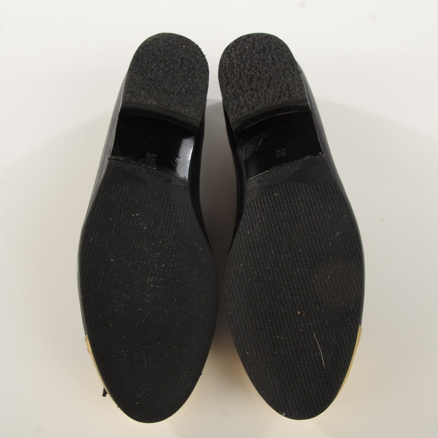 Chanel Metallic Calfskin Cap Toe Ballerina Flats 36 Gold Black 5 of 7