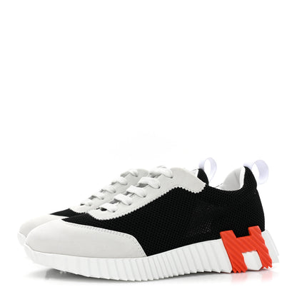 Hermes Air Mesh Suede Goatskin Bouncing Sneakers 36 Black Orange 3 of 9