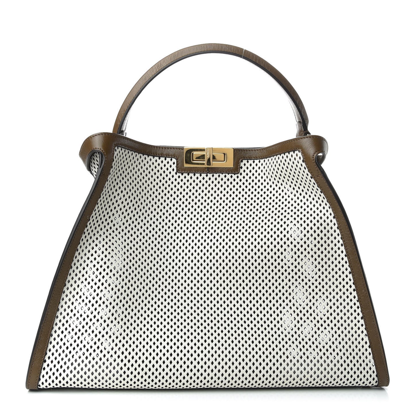 Vitello Liberty Glossy Lambskin Perforated Large Peekaboo X-Lite White Ice Rust Maya