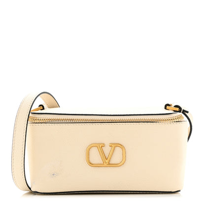 Valentino Garavani Grainy Calfskin Vlogo Vanity Case White 1 of 10