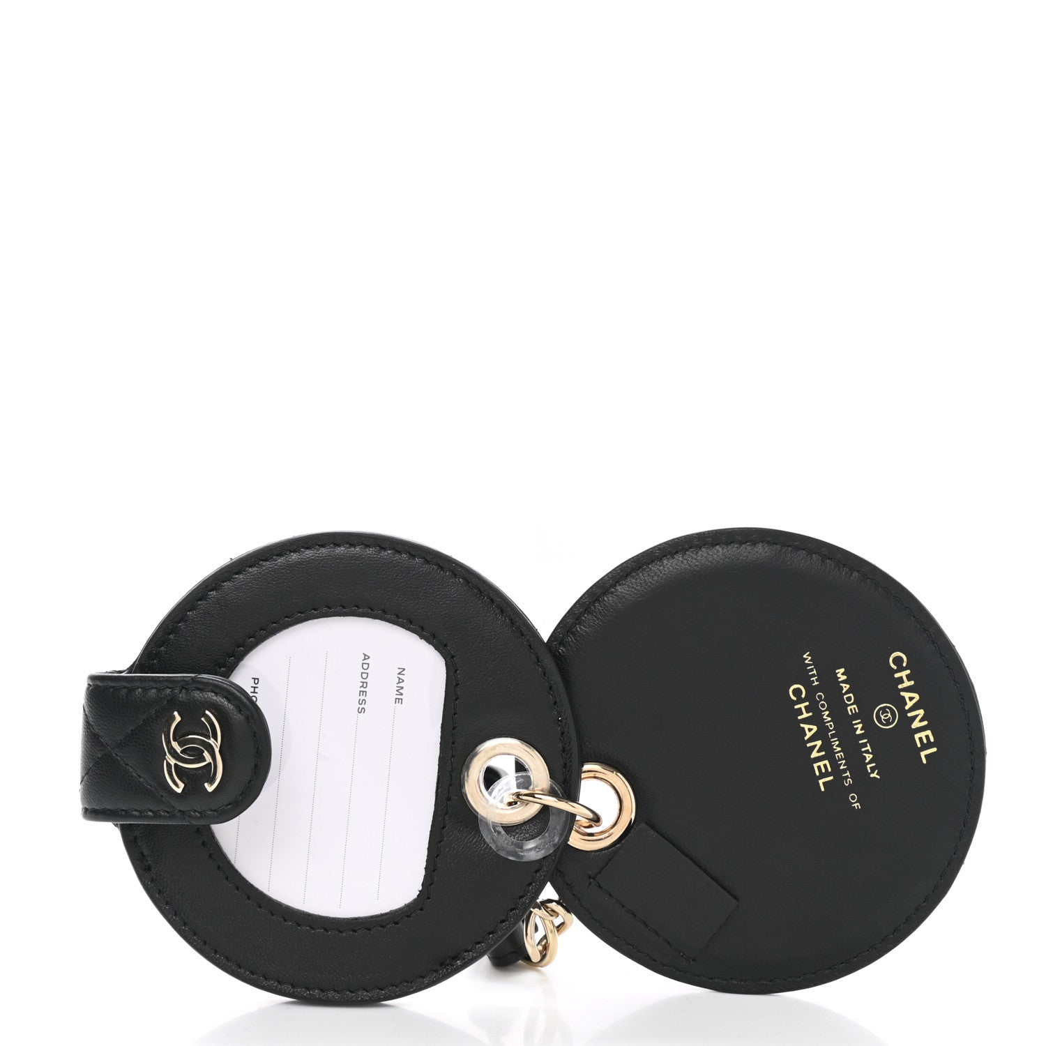 Chanel Lambskin Quilted Round Luggage Tag Black 3 of 6