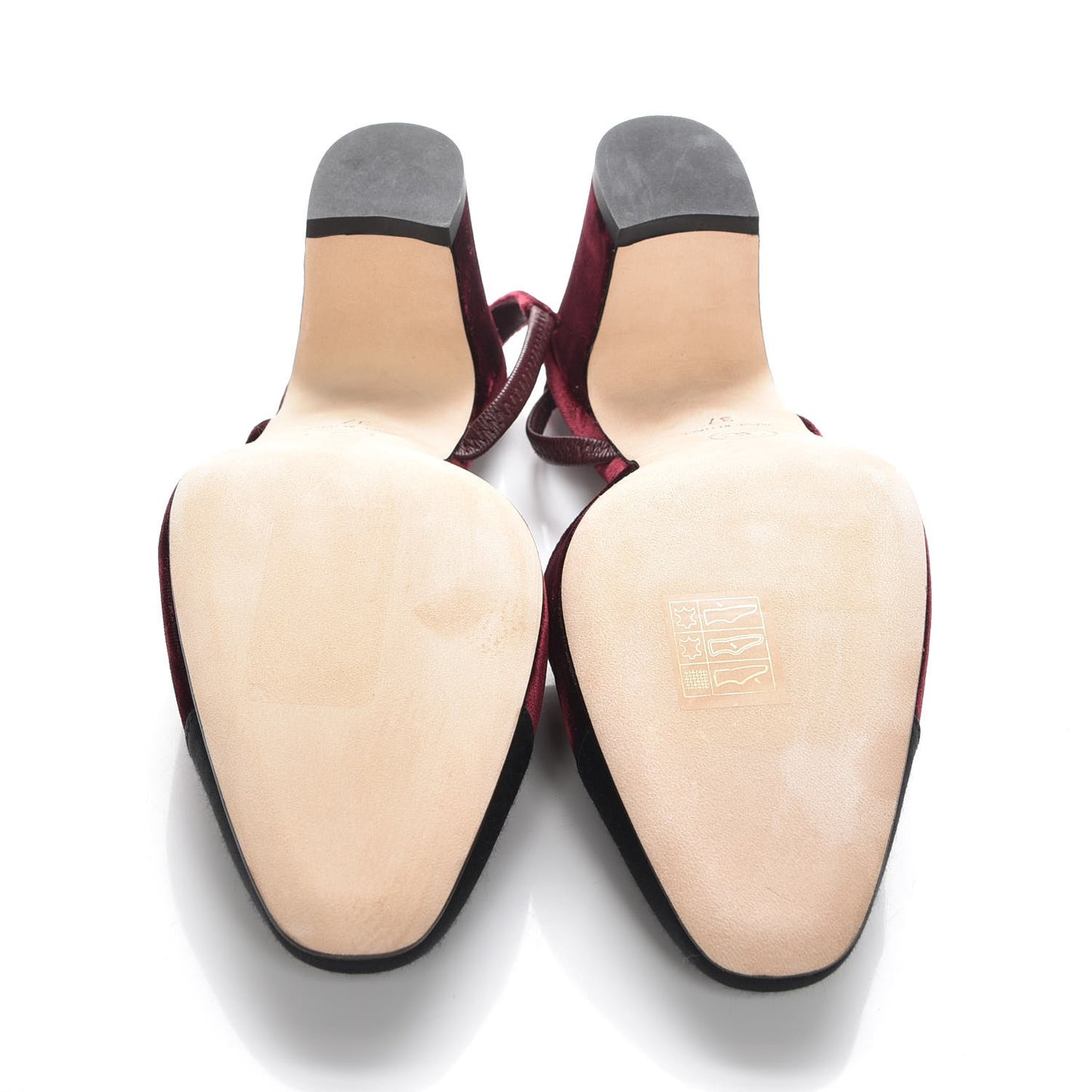 Velvet Grosgrain Cap Toe CC Slingback Pumps 37 Burgundy Black