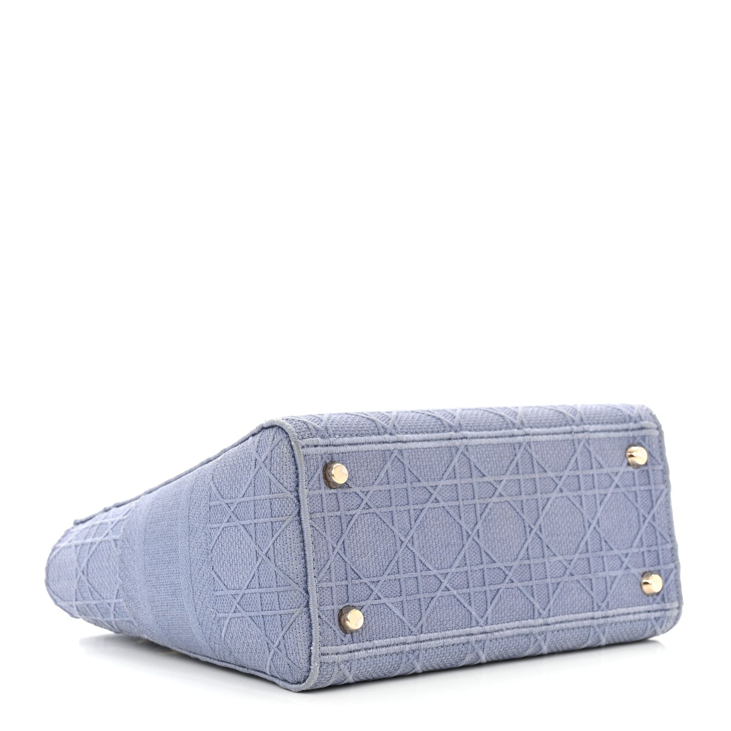 Christian Dior Canvas Embroidered Cannage Medium Lady D-Lite Blue 4 of 12