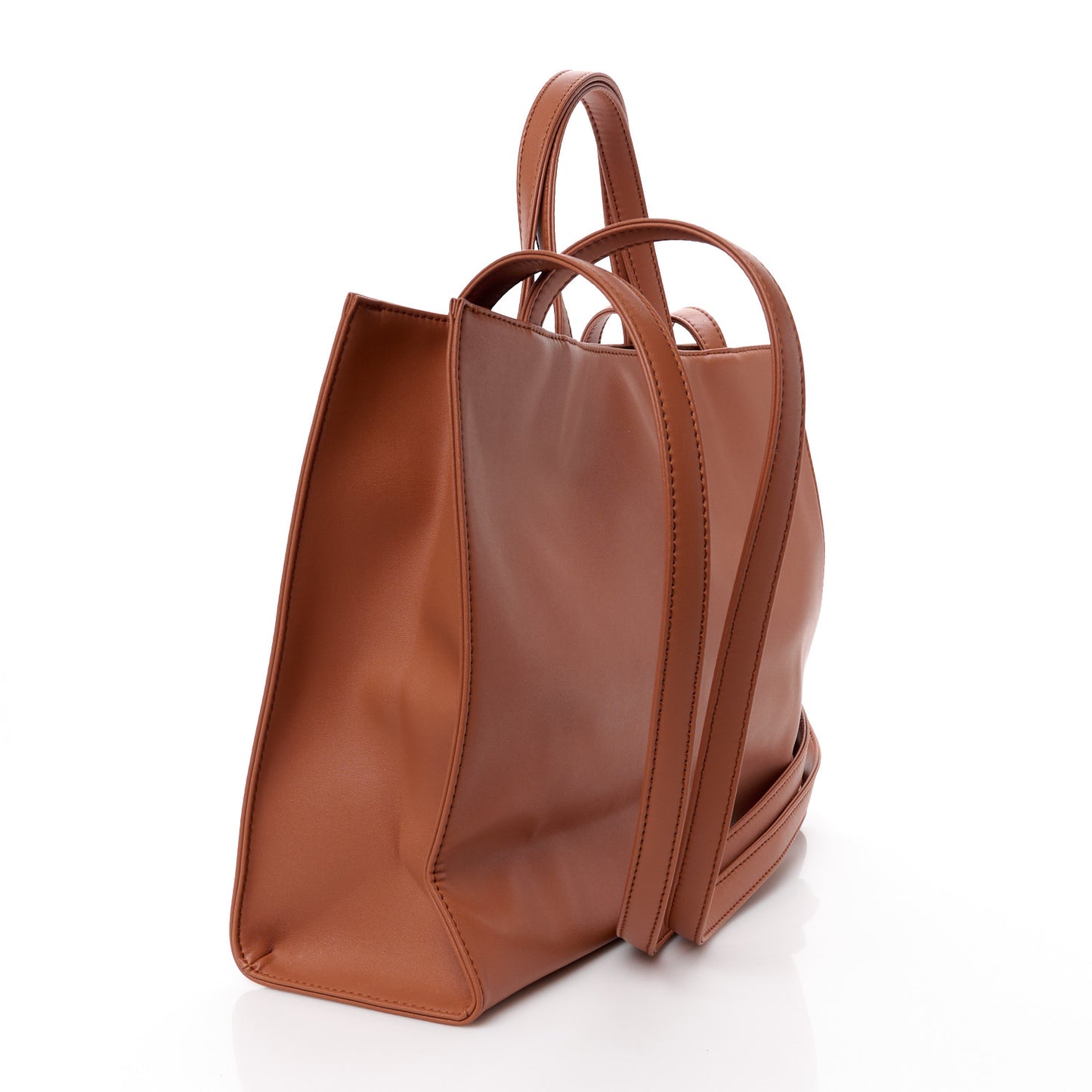 Vegan Leather Medium Shopping Bag Tan