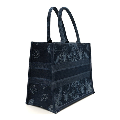 Christian Dior Denim Flowers Embroidered Medium Book Tote Blue 3 of 14
