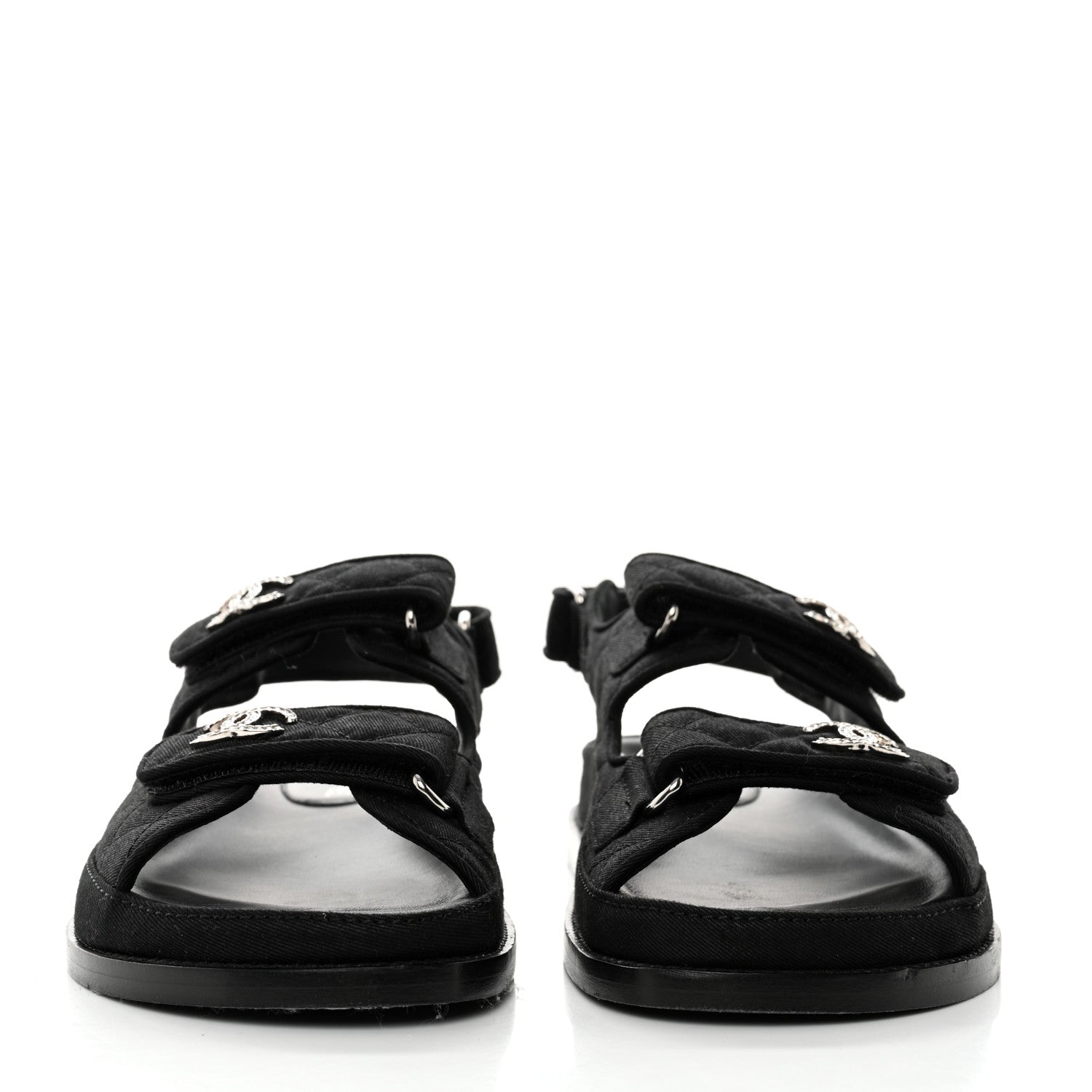 Chanel Mixed Fibers Velcro Dad Sandals 36.5 Black 2 of 9