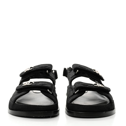 Chanel Mixed Fibers Velcro Dad Sandals 36.5 Black 2 of 9