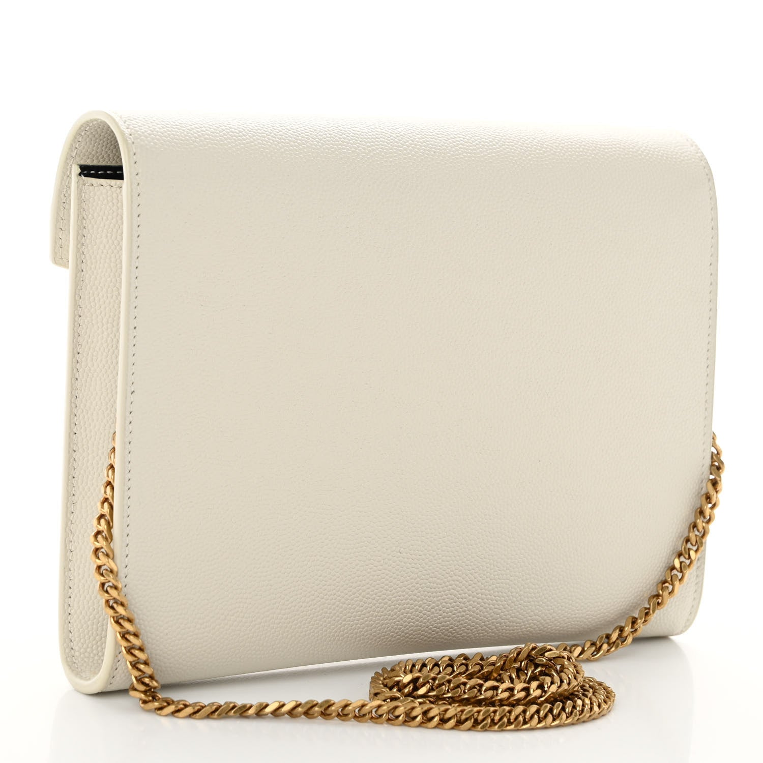 Saint Laurent Grain De Poudre Monogram Cassandra Chain Wallet Crema Soft 3 of 10