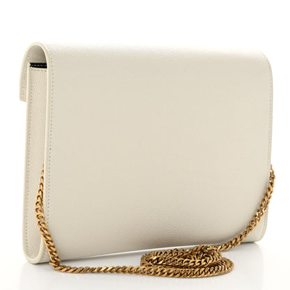 Saint Laurent Grain De Poudre Monogram Cassandra Chain Wallet Crema Soft 3 of 10