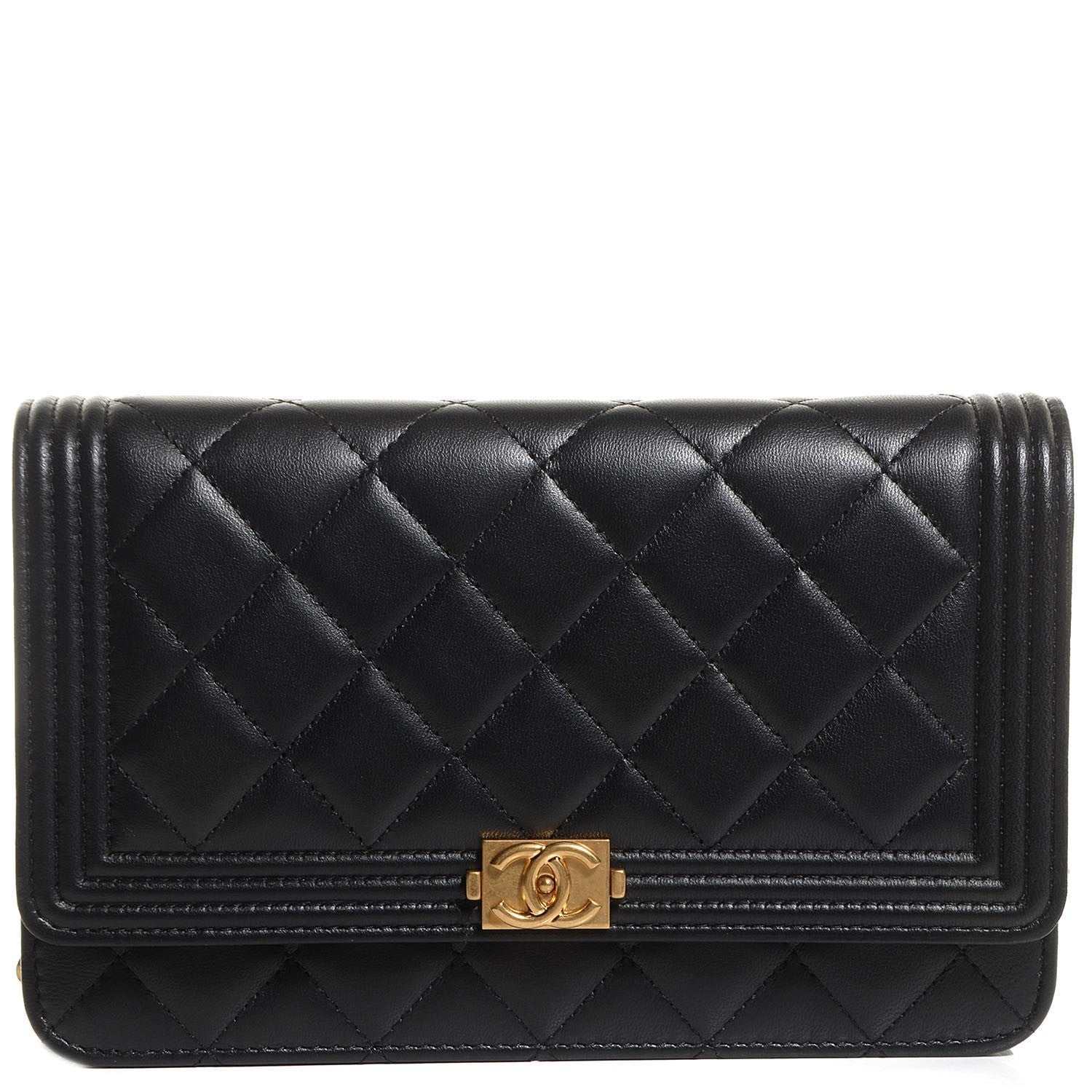 Chanel Lambskin Boy Wallet On Chain WOC Black 1 of 9