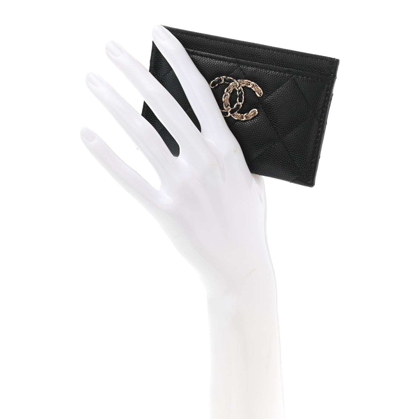 Caviar Quilted French New Wave Card Holder Black