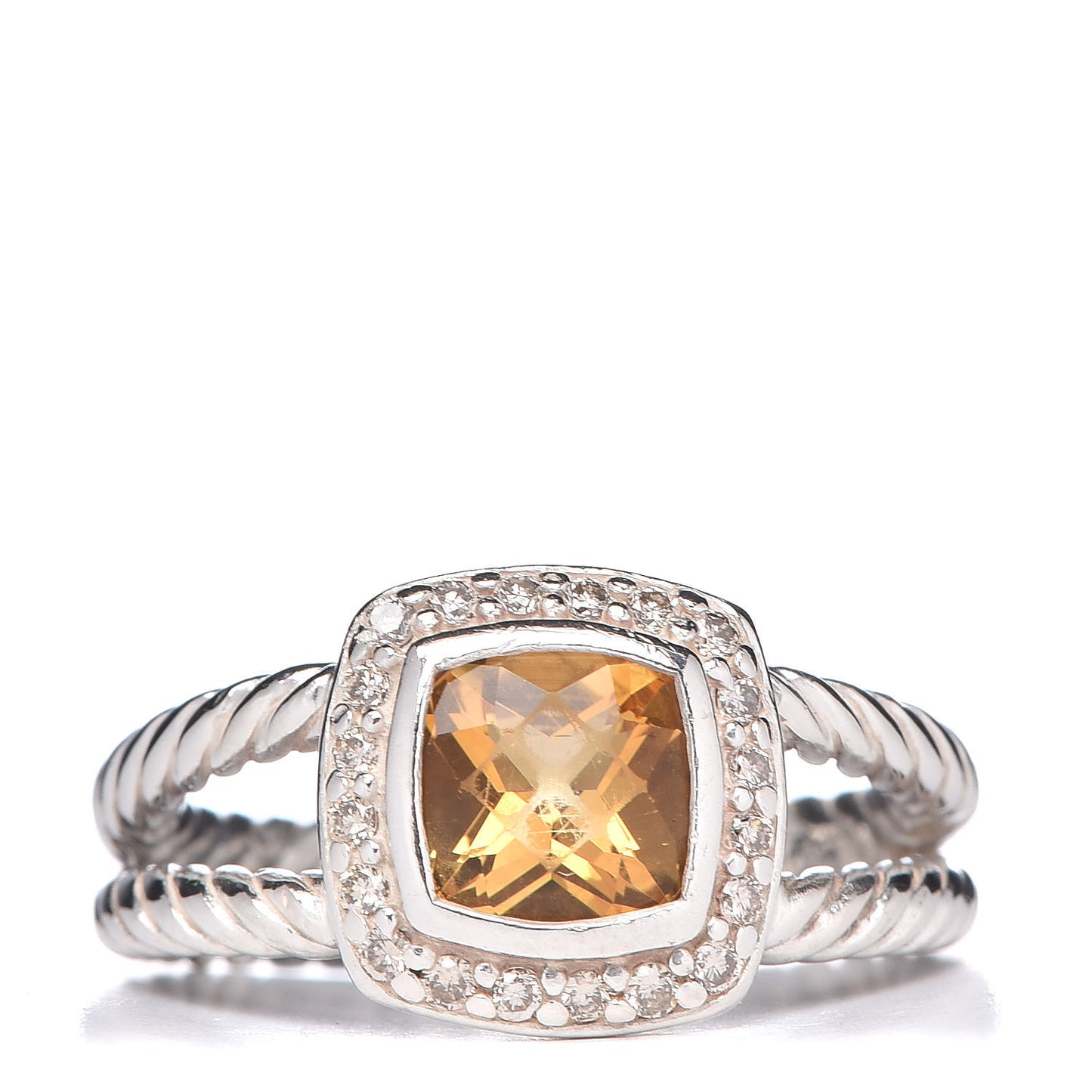 Sterling Silver Diamond Citrine 7mm Petite Albion Ring 54 6.75