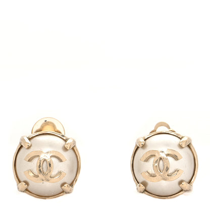 Chanel Pearl CC Large Clip On Earrings Light Gold 1 of 4