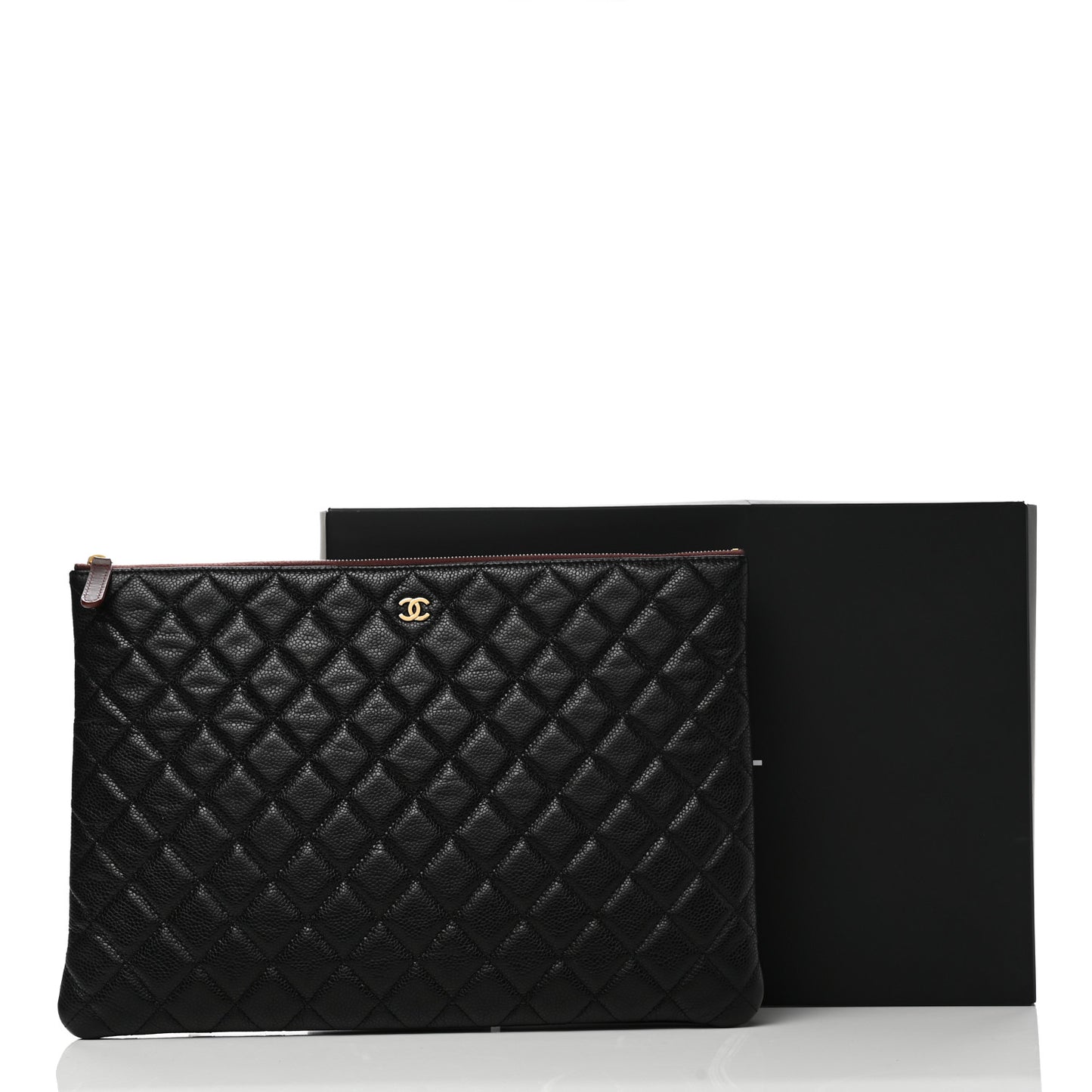 Caviar Quilted Large Cosmetic Case Black