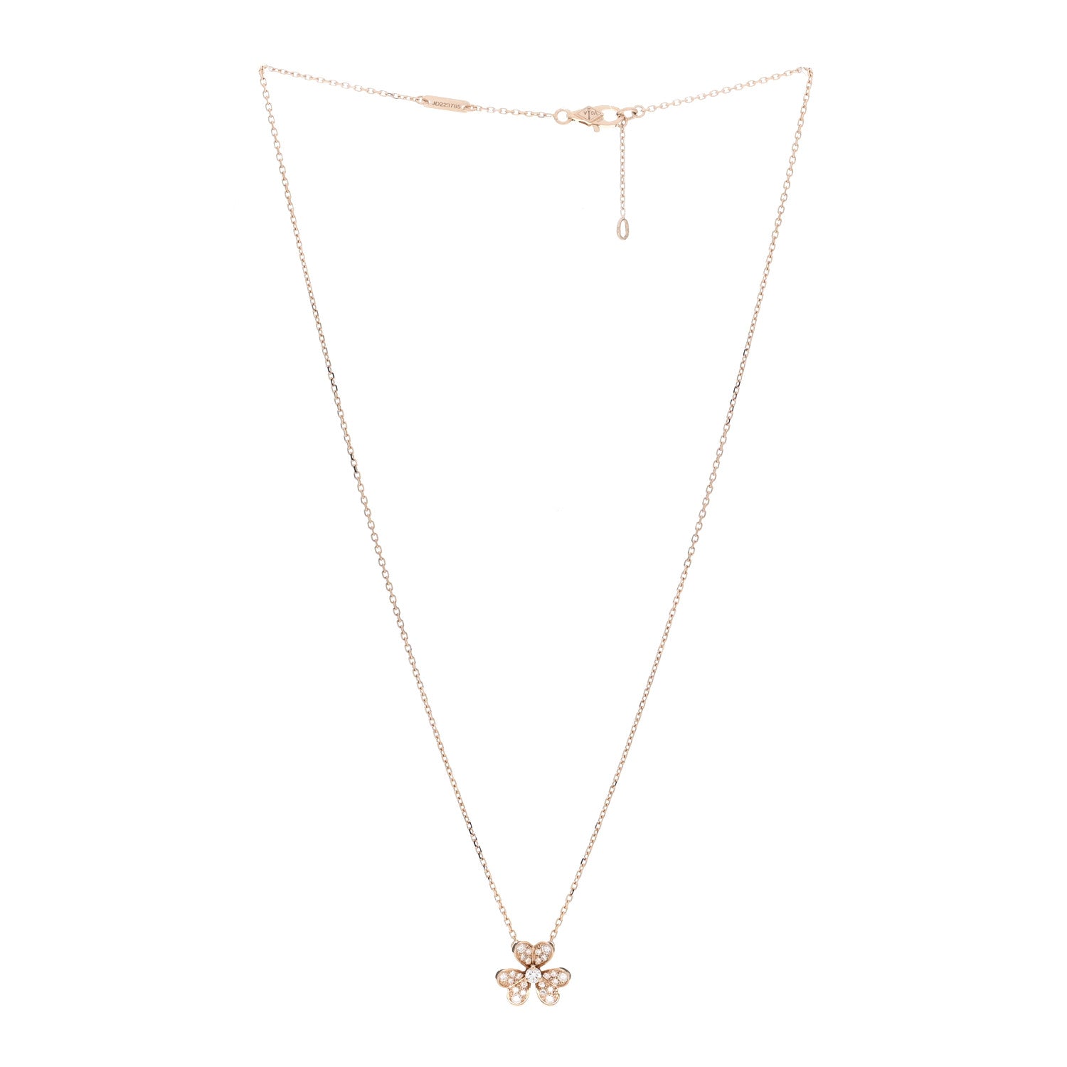 Van Cleef & Arpels 18K Rose Gold Diamond Mini Frivole Pendant Necklace 3 of 5