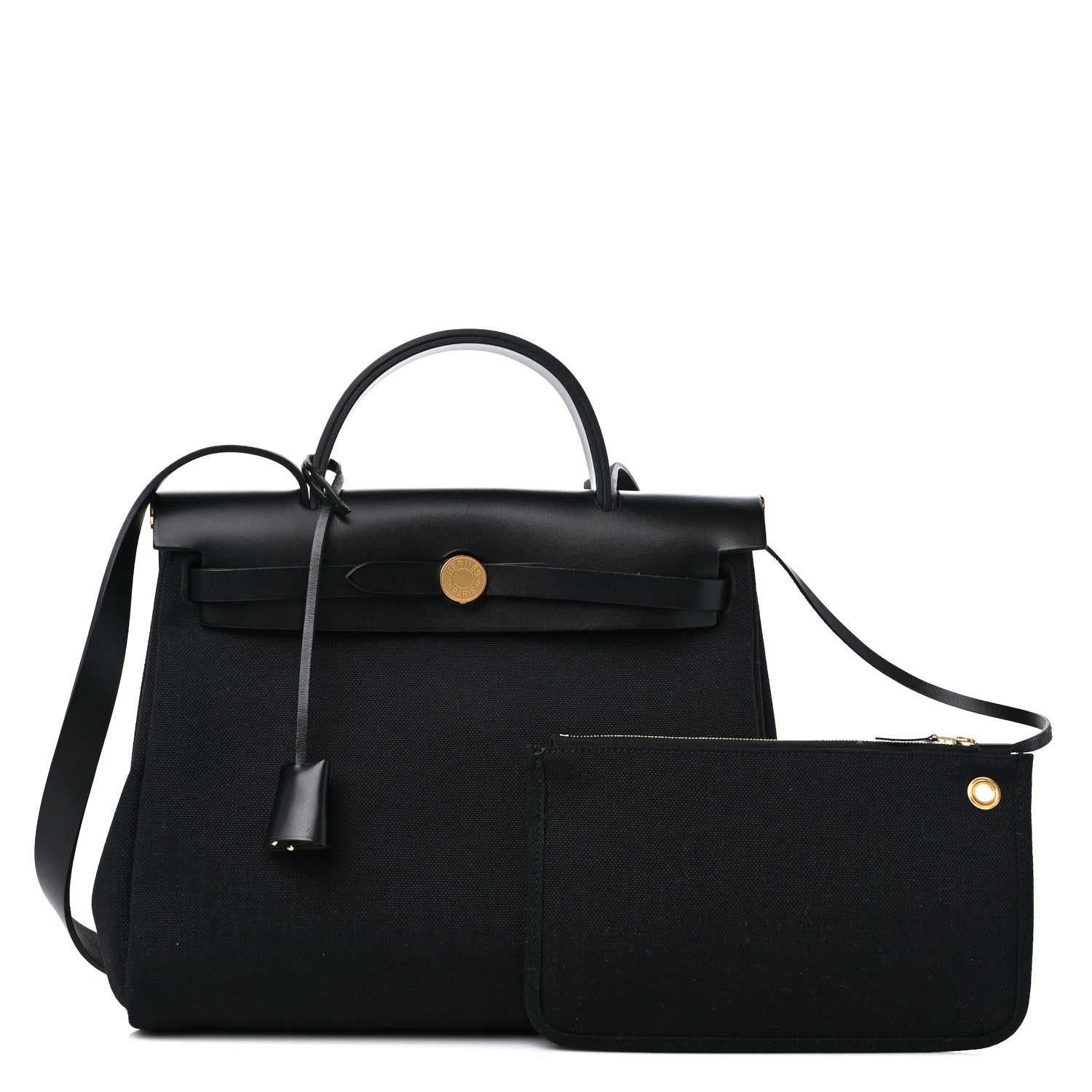 Hermes Military Toile Vache Hunter Herbag Zip PM 31 Black 1 of 10