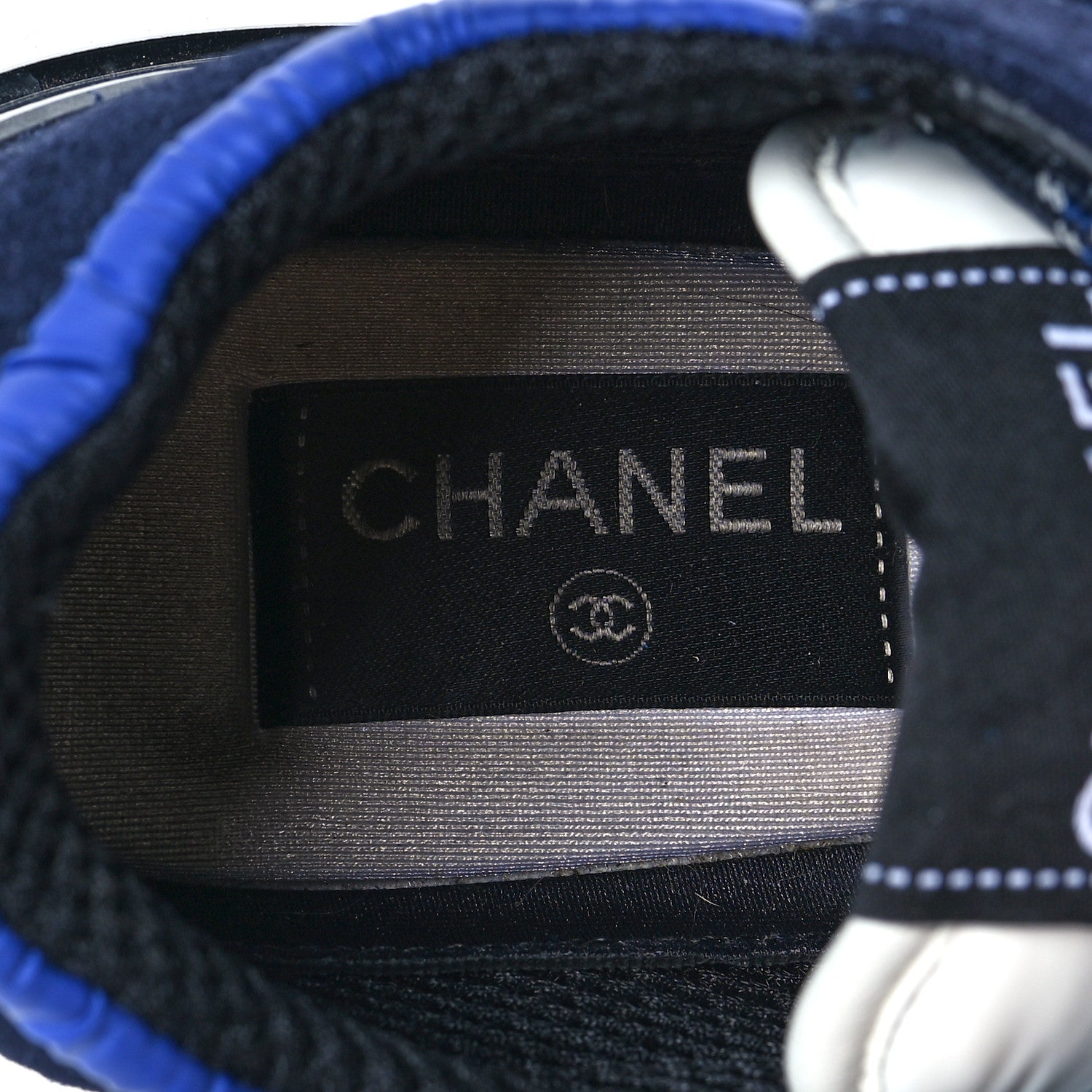 Chanel Suede Calfskin CC Sneakers 38 Blue Navy Dark Navy 6 of 8