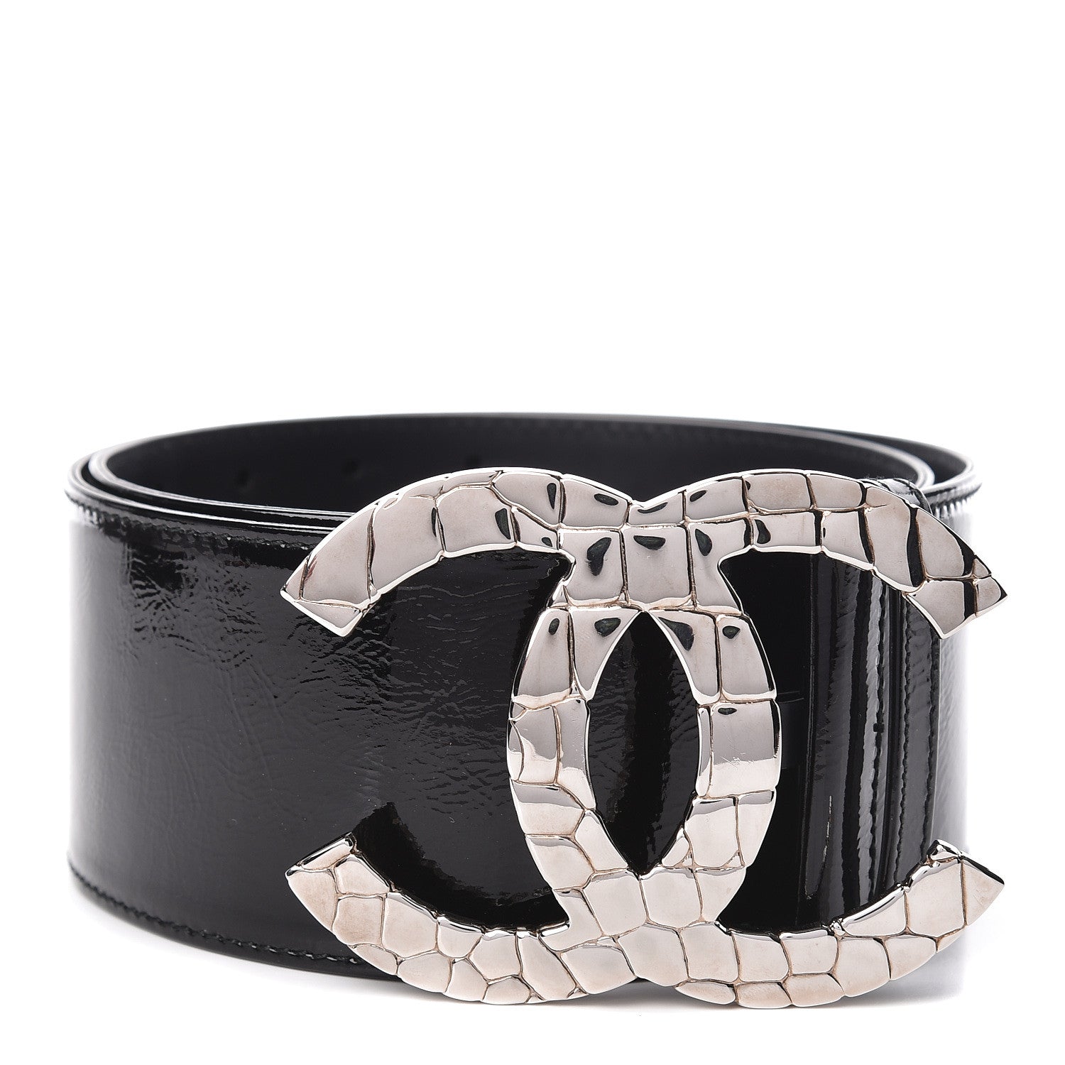 Chanel Patent Calfskin CC Wide Belt 80 32 Black 1 of 8