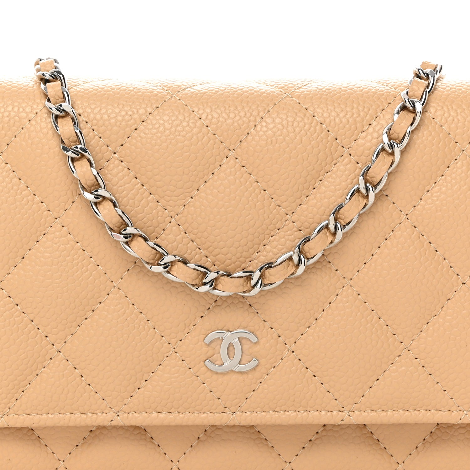Chanel Caviar Quilted Wallet On Chain WOC Beige 8 of 11