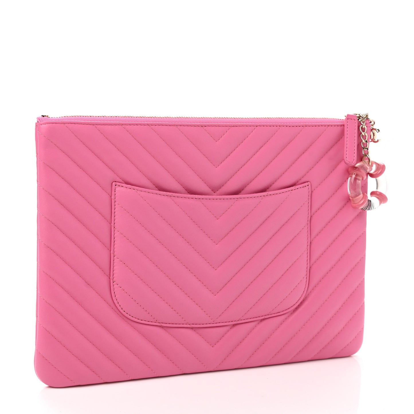 Lambskin Chevron Quilted Medium Cosmetic Case Pink