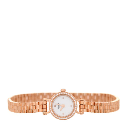 Hermes 18K Rose Gold Diamond Bezel 16mm Faubourg Quartz Watch 2 of 5