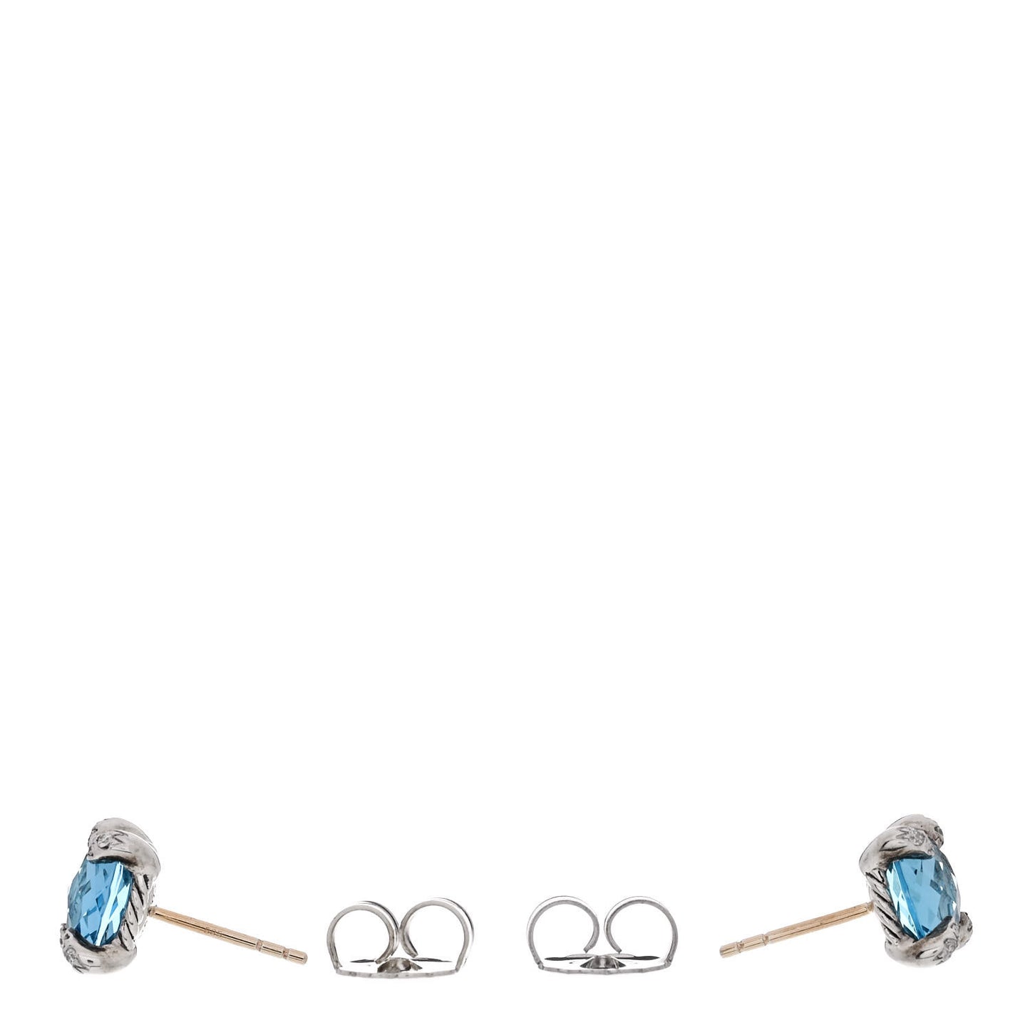Sterling Silver Diamond Blue Topaz 9mm Chatelaine Earrings