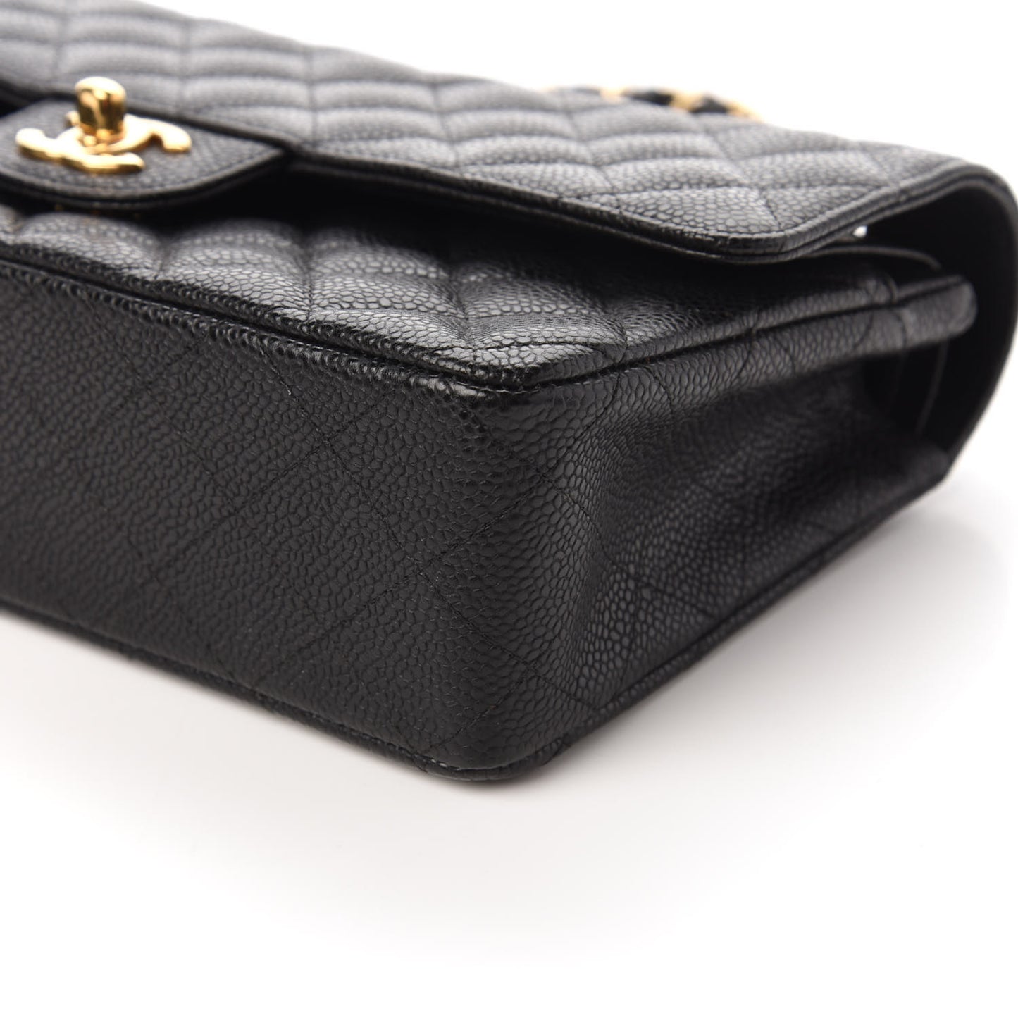 Caviar Quilted Medium Double Flap Black