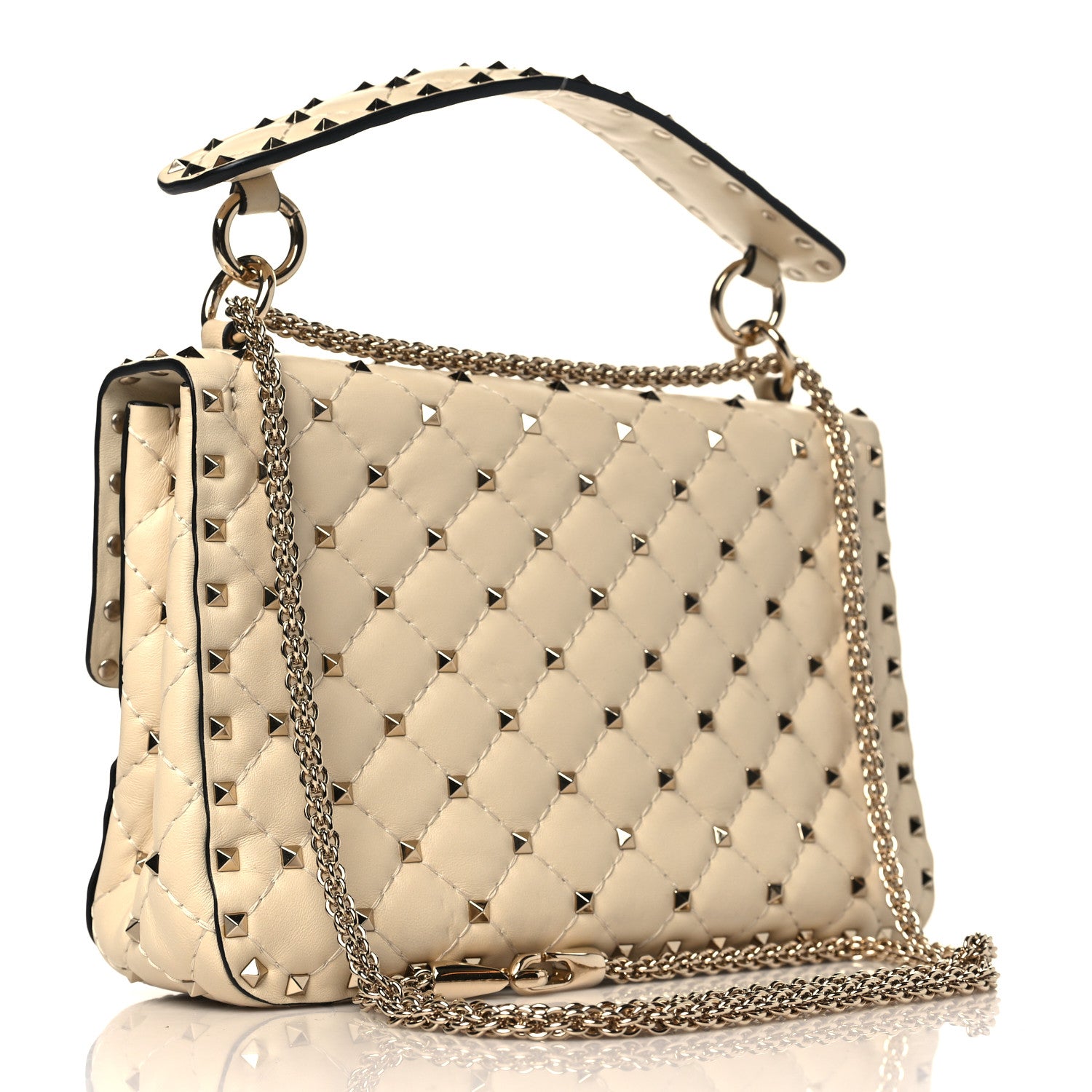 Valentino Garavani Nappa Medium Rockstud Spike Shoulder Bag Light Ivory 3 of 8