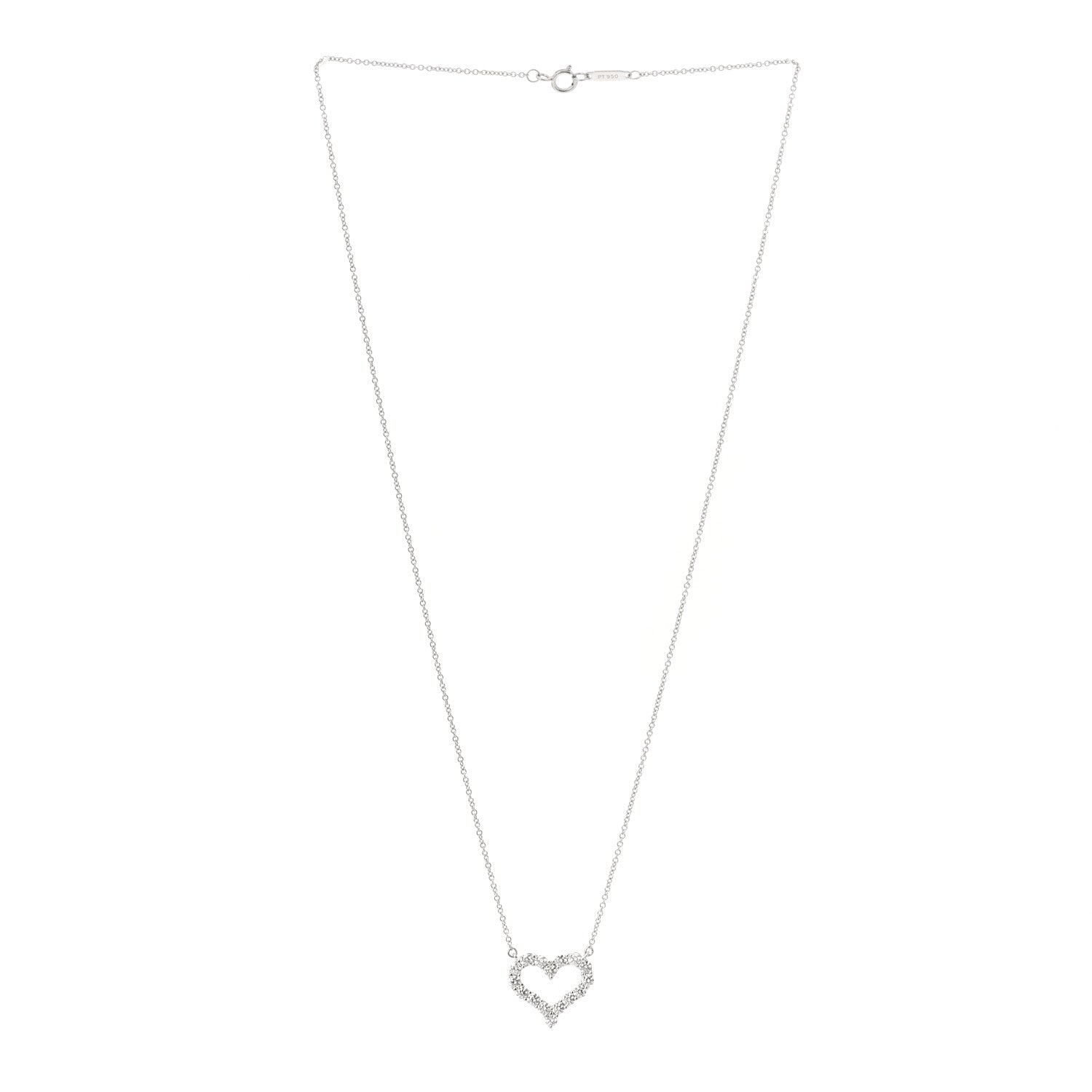 Tiffany Platinum Diamond Small Heart Pendant Necklace 3 of 6