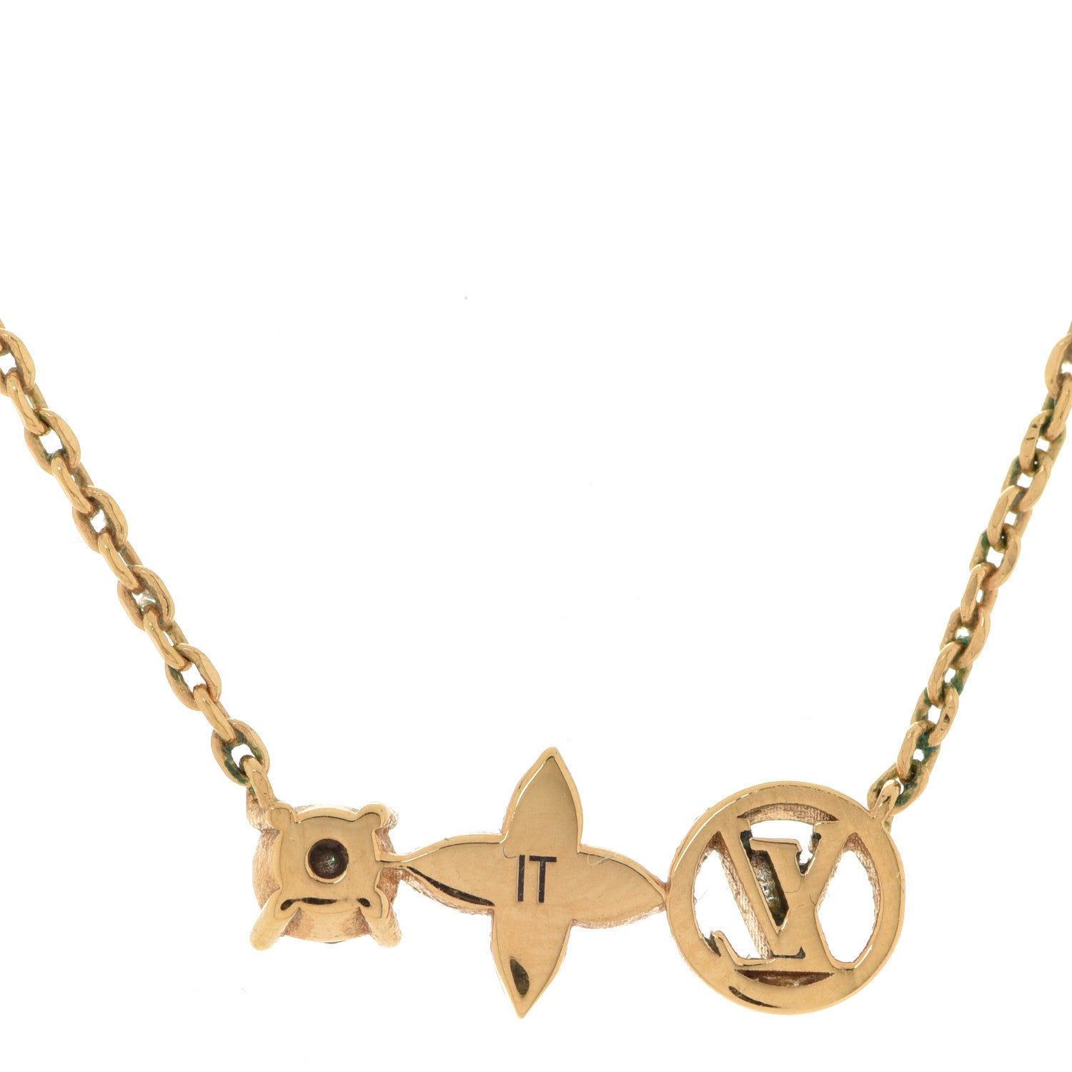 Louis Vuitton Crystal Petite Louis Necklace Gold 5 of 7