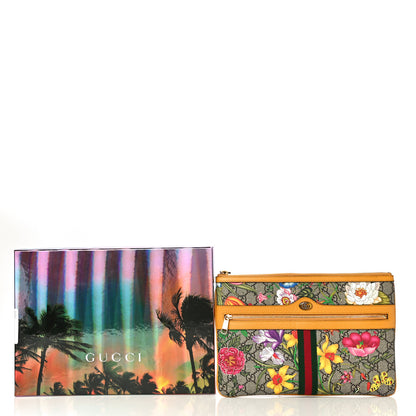 Gucci GG Supreme Monogram Flora Large Ophidia Pouch Clutch Beige Multicolor Crop 14 of 14