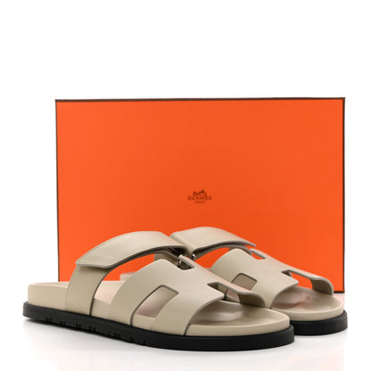 Hermes Calfskin Womens Chypre Sandals 39 Beige Mastic 9 of 9
