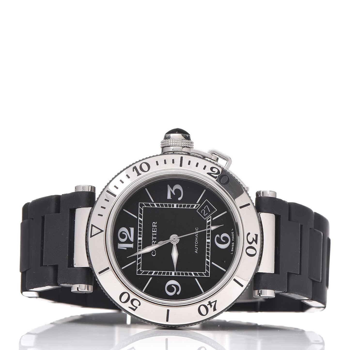 Stainless Steel Rubber 40mm Pasha C Seatimer Automatic Watch Black