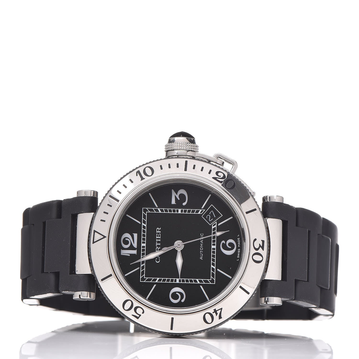 Cartier Stainless Steel Rubber 40mm Pasha C Seatimer Automatic Watch Black 3 of 7