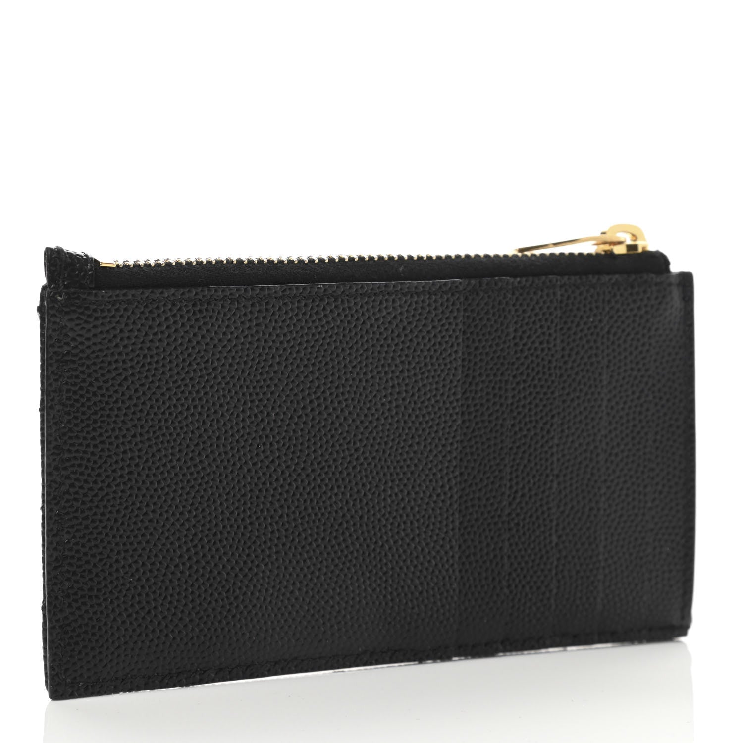 Saint Laurent Monogram Grain de Poudre 5 Fragments Zip Pouch Card Holder Black 3 of 11