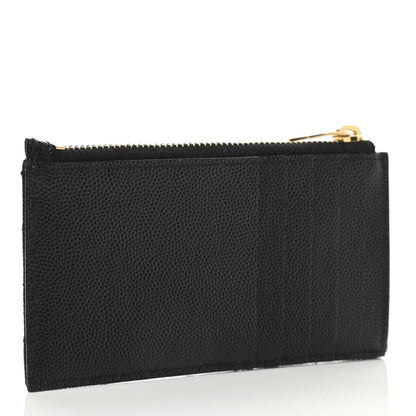Saint Laurent Monogram Grain de Poudre 5 Fragments Zip Pouch Card Holder Black 3 of 11