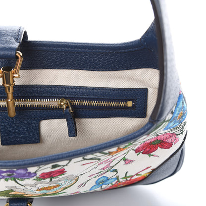 Gucci Canvas Flora Medium Jackie Hobo Blue Agata 9 of 14