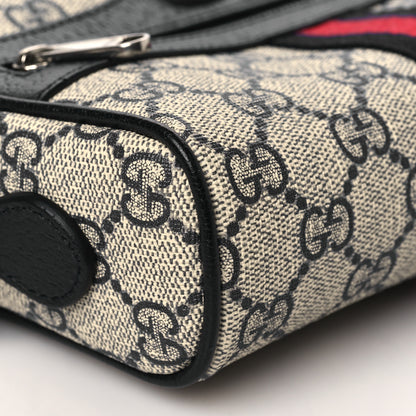 Gucci GG Supreme Monogram Textured Dollar Calfskin Web Mini Ophidia Shoulder Bag Beige Blue 7 of 8
