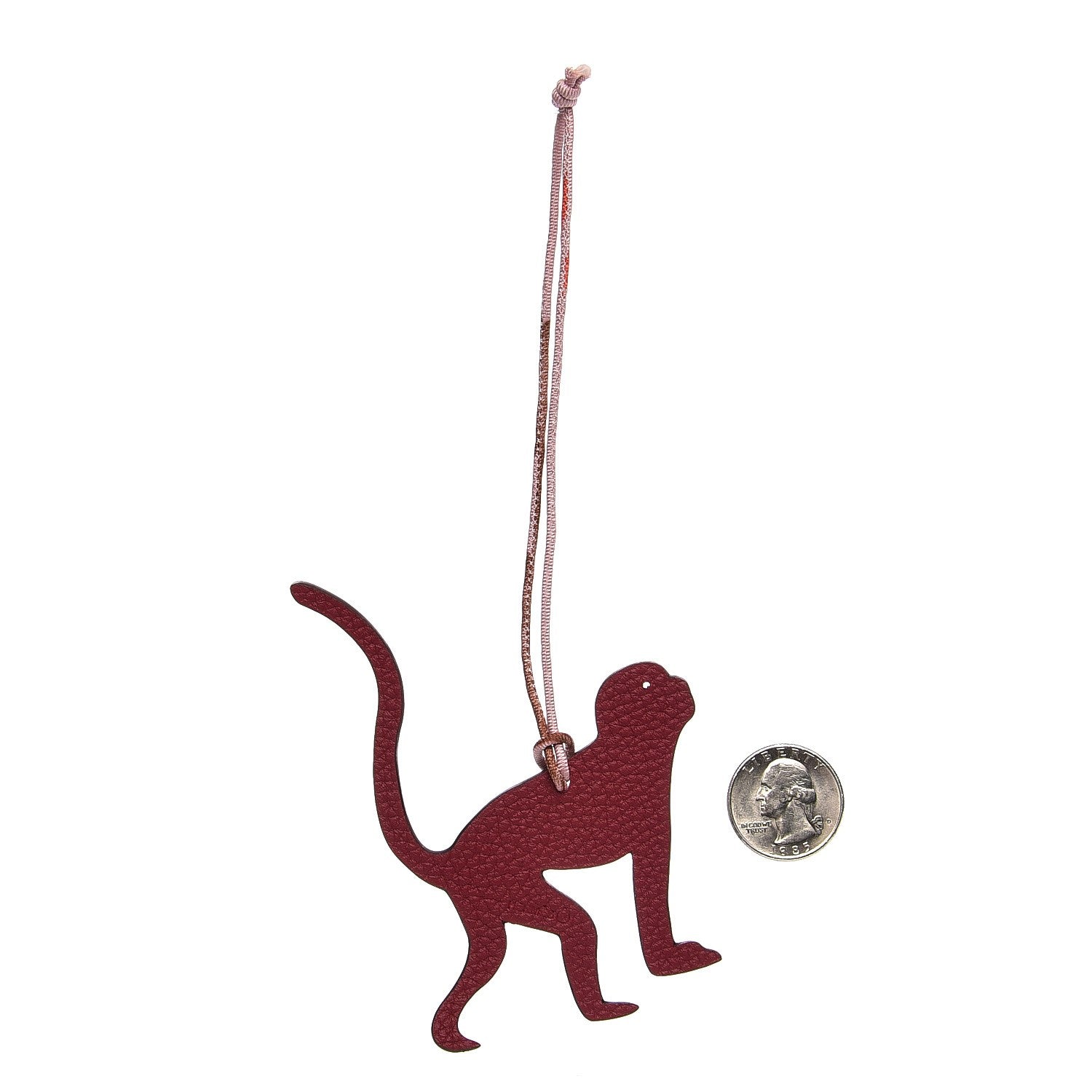 Hermes Togo Epsom Petit H Monkey Bag Charm Rubis Trench 2 of 5