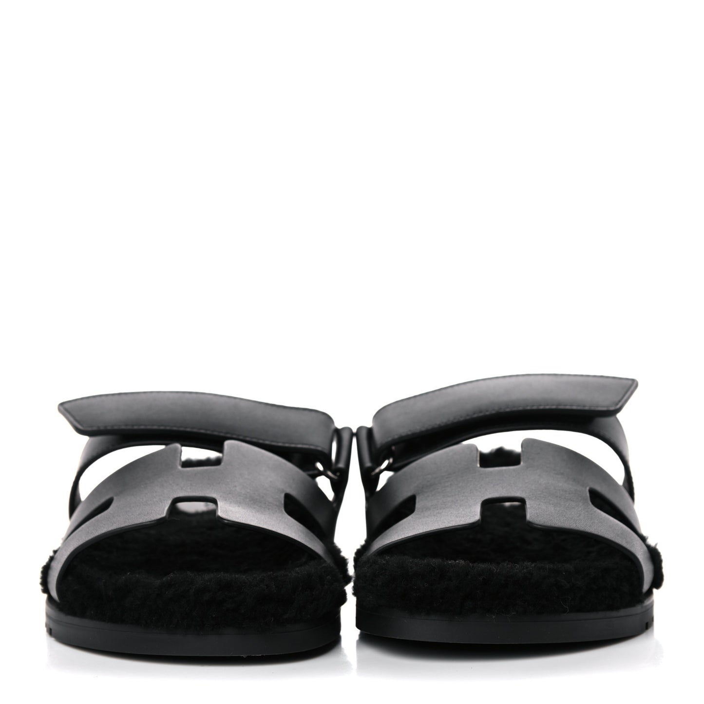 Calfskin Woolskin Womens Chypre Sandals 38.5 Black