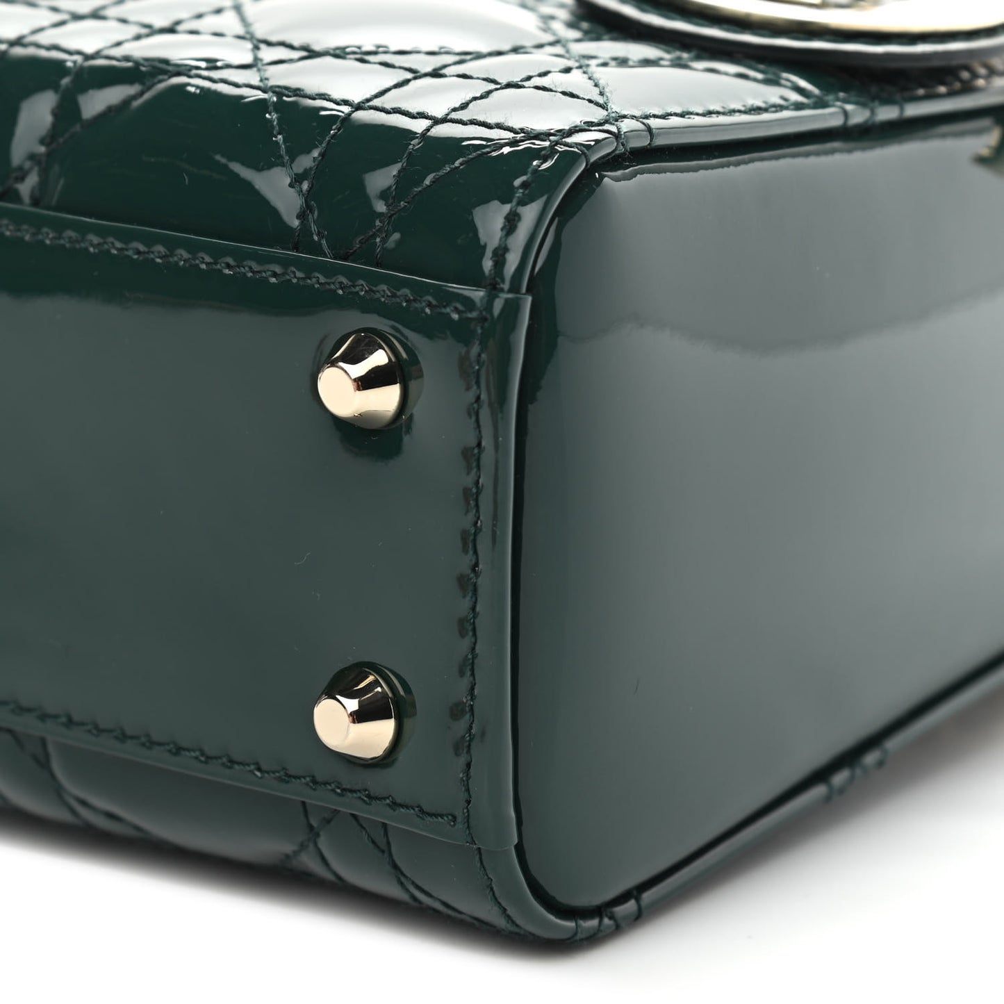 Patent Cannage Mini Lady Dior Pine Green
