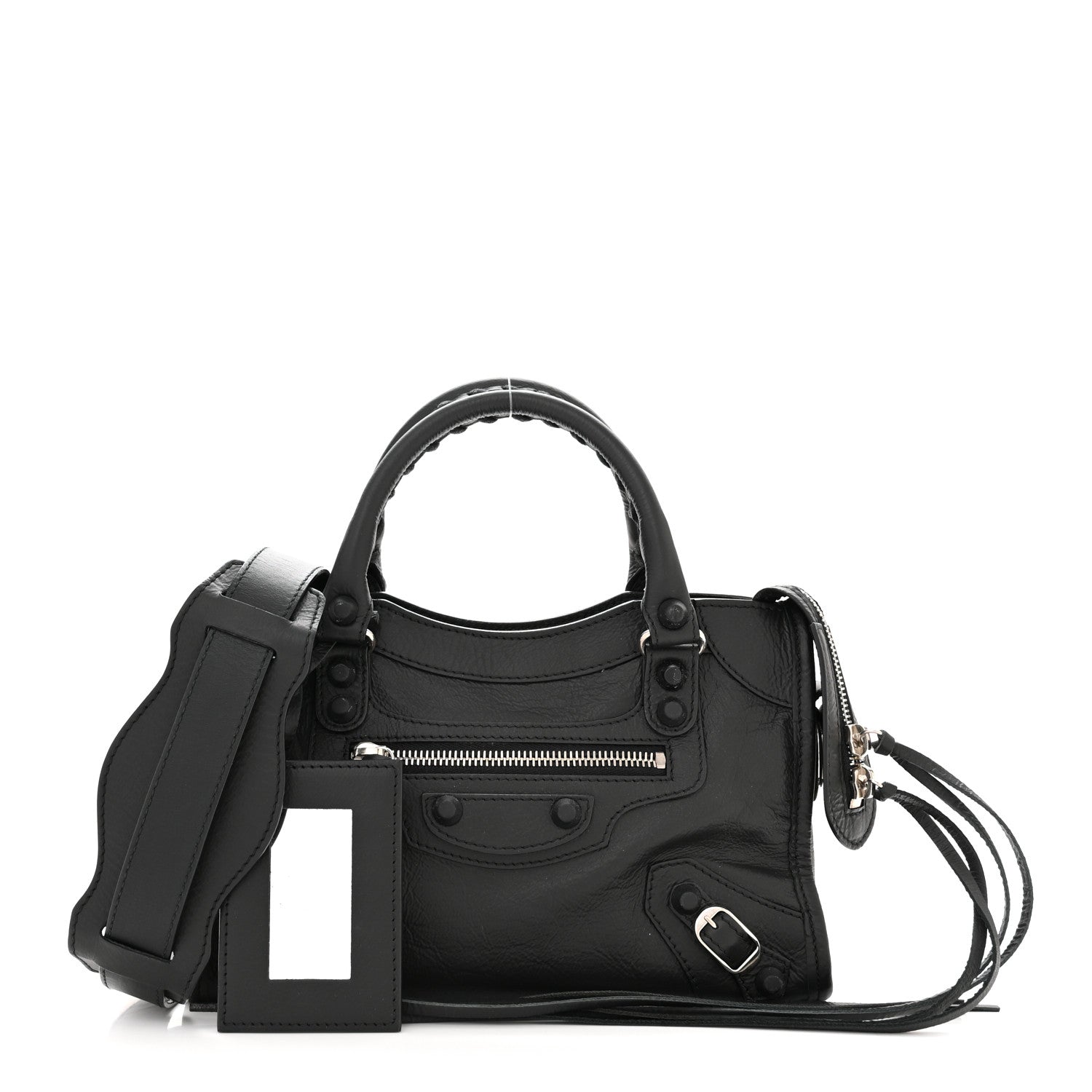 Balenciaga Matte Goatskin Rubber Covered Classic Hardware Mini City Black 1 of 11