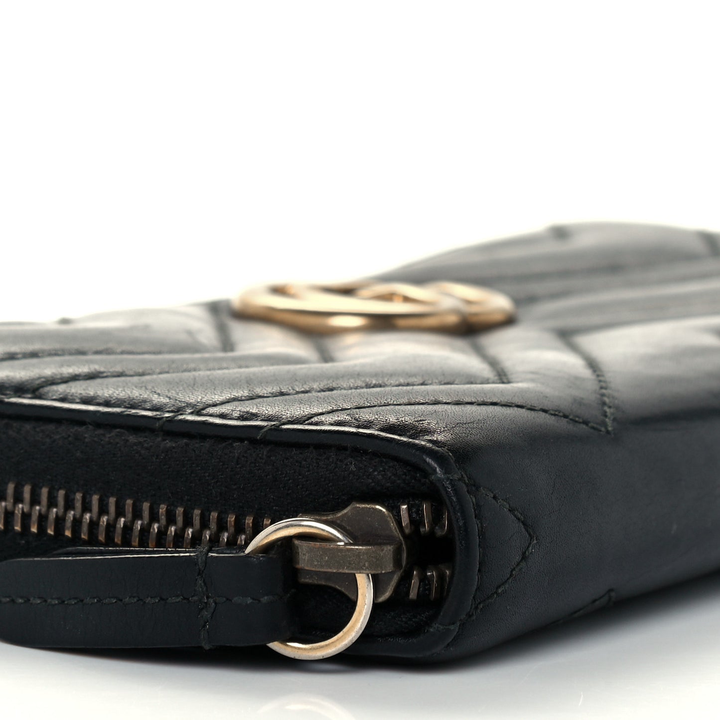 Calfskin Matelasse GG Marmont Zip Around Wallet Black