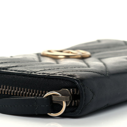 Gucci Calfskin Matelasse GG Marmont Zip Around Wallet Black 8 of 9