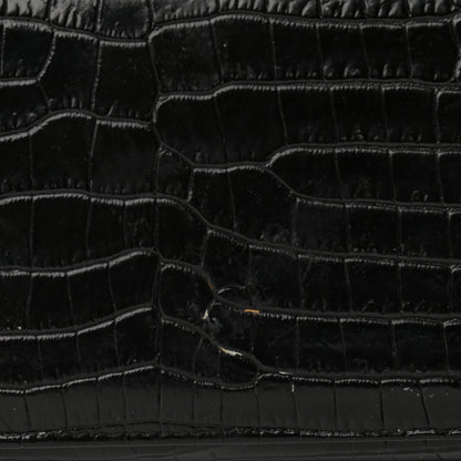 Saint Laurent Calfskin Crocodile Embossed Medium Classic Monogram Cassandra Top Handle Black Rouge Legion 12 of 12