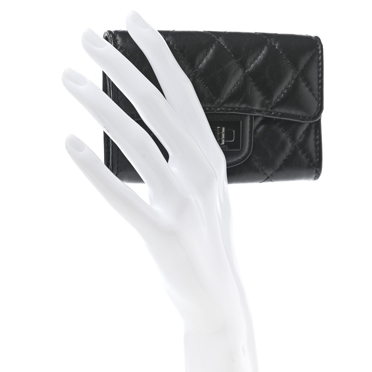 Aged Calfskin Quilted Reissue Flap Card Holder So Black