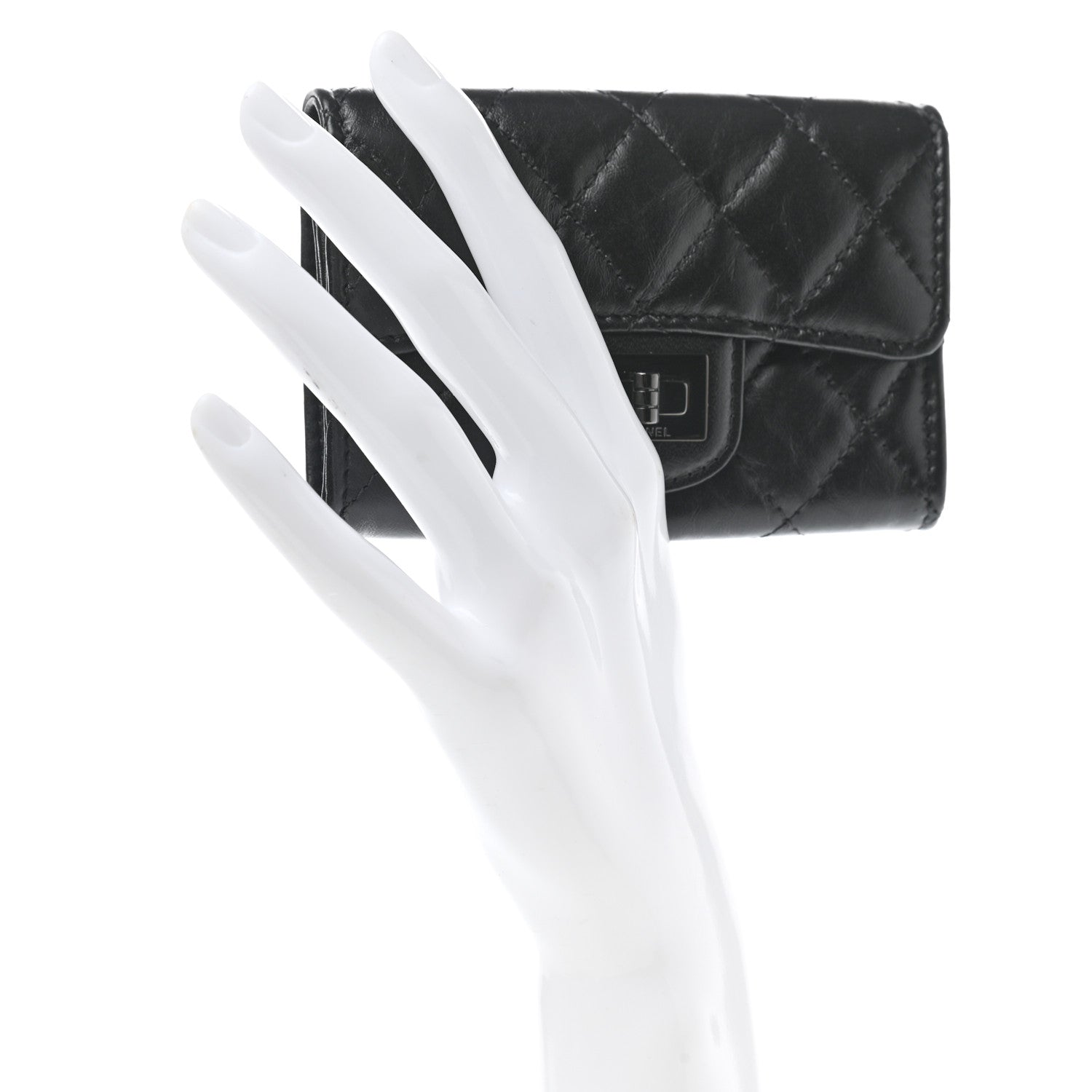 Chanel Aged Calfskin Quilted Reissue Flap Card Holder So Black 2 of 8