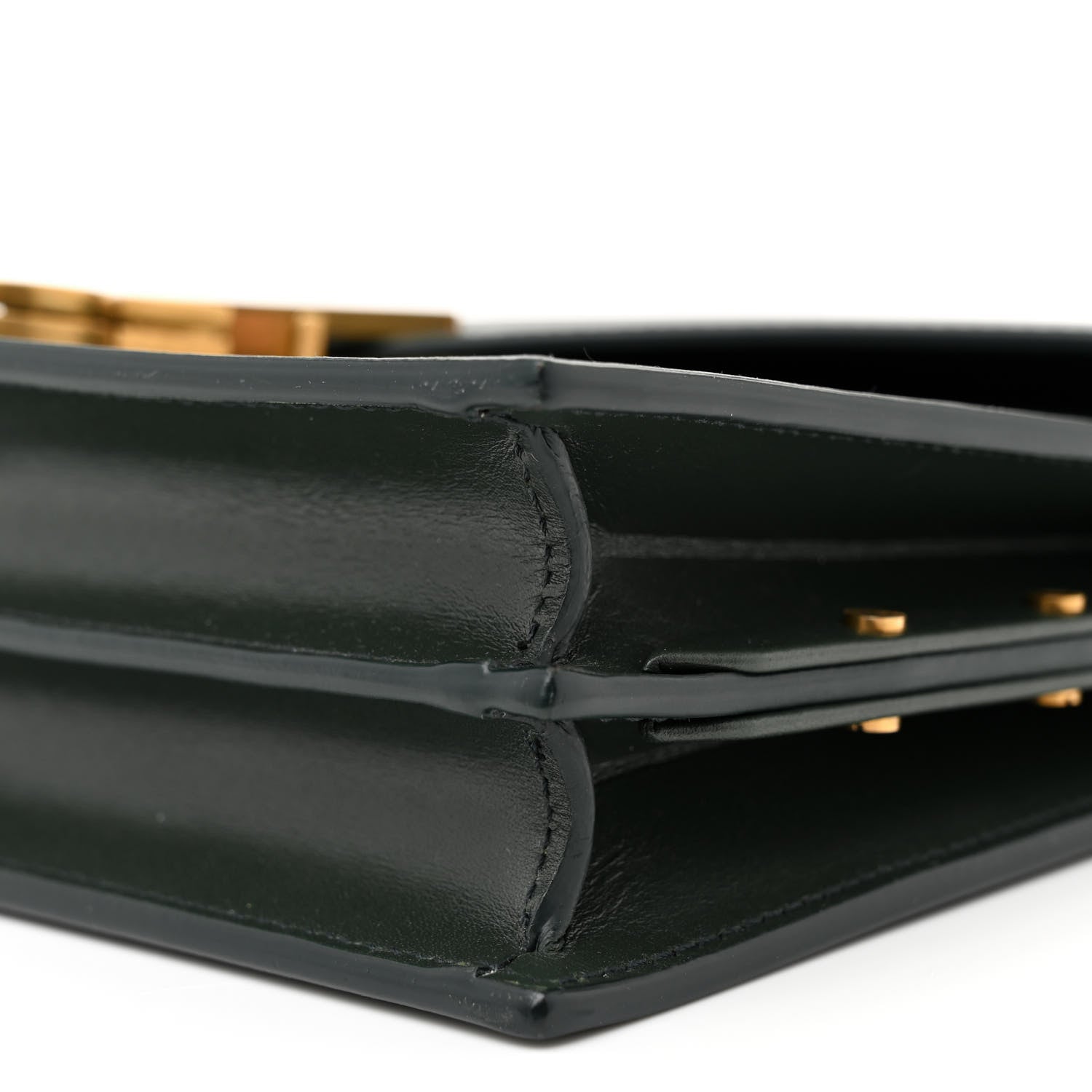 Saint Laurent Smooth Calfskin Monogram Cassandra Clasp Bag Dark Green 10 of 13