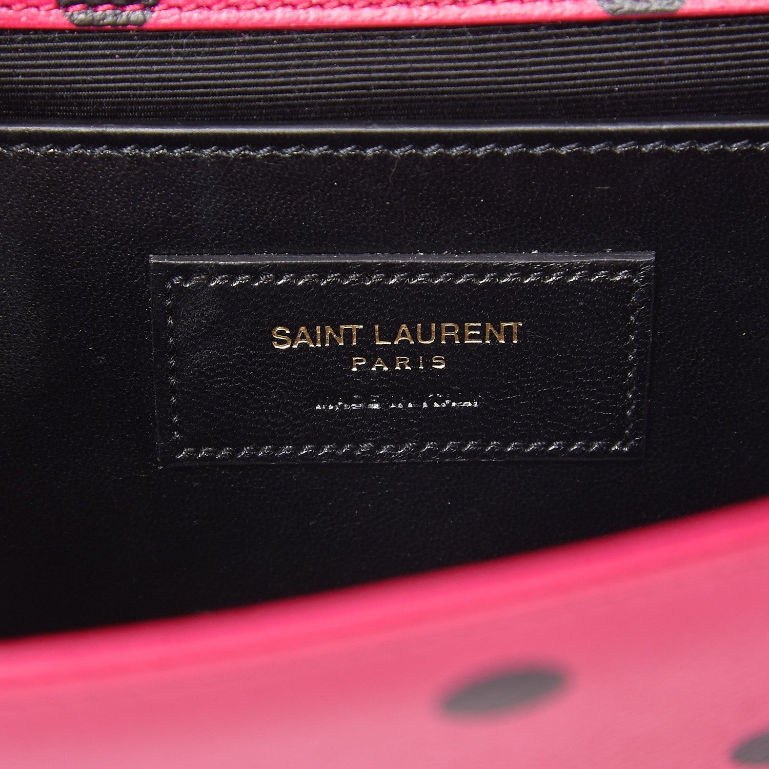 Saint Laurent Calfskin Polka Dots Classic Monogram Clutch Pink 6 of 7