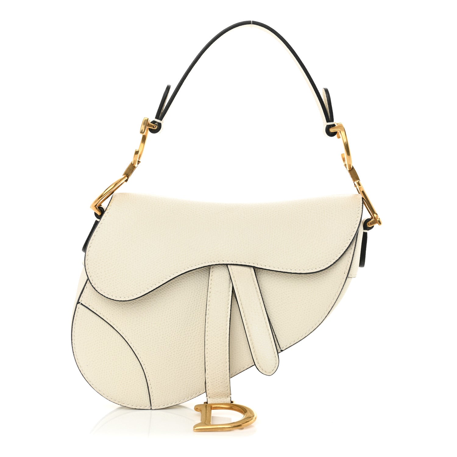 Christian Dior Grained Calfskin Mini Saddle Bag White 1 of 10